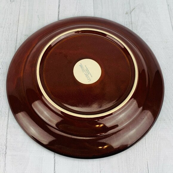 Linden Street WILLOW LANE RUST Embossed Rim Round Stoneware Dinner Plates Set 4 - Picture 9 of 11